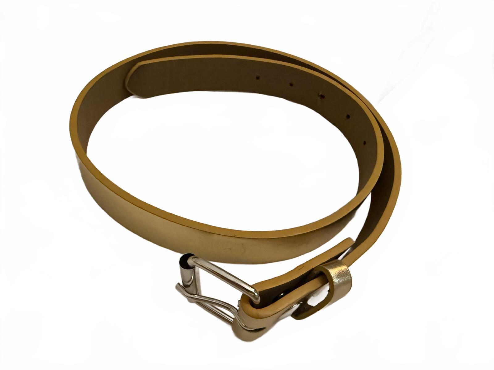 Metallic Gold Leather Belt with Silver Buckle