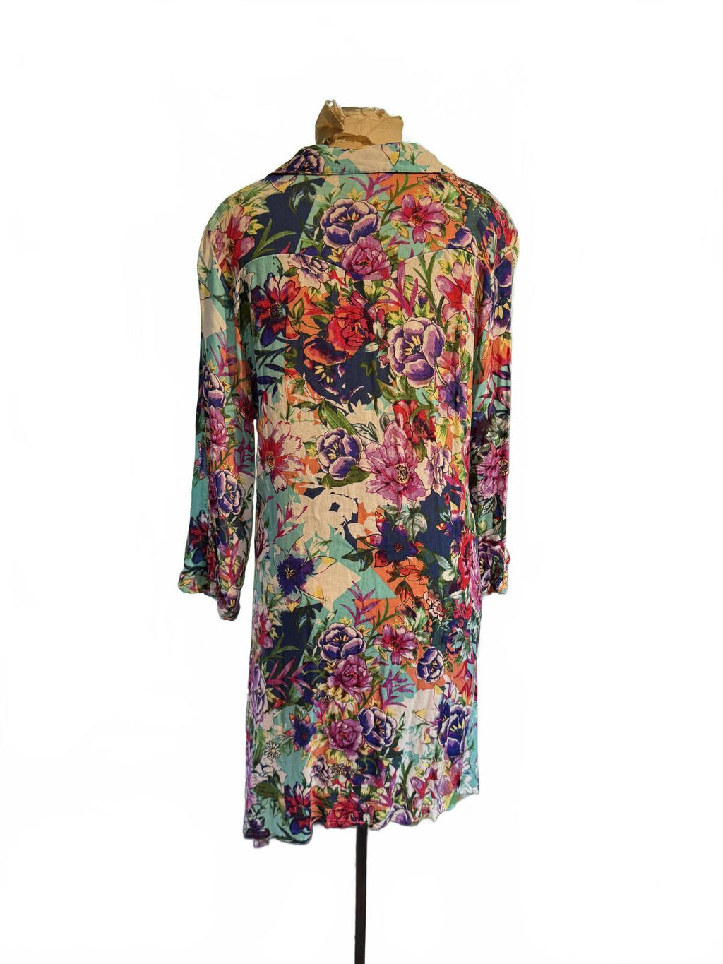 Cupio Floral Print Long Sleeve Button-Up Dress