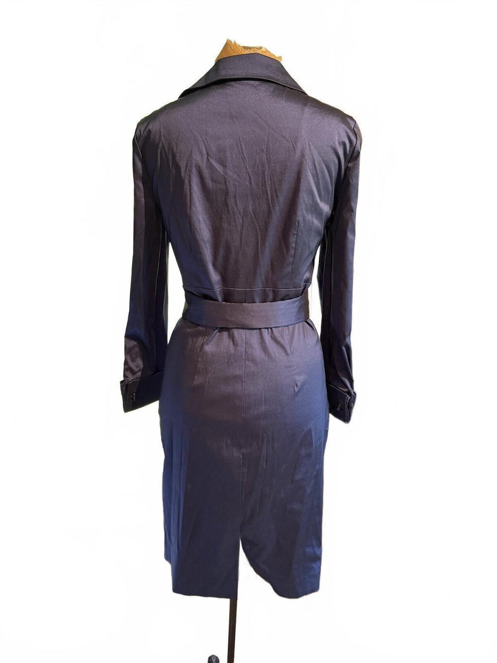 Ellen Tracy Elegant Navy Blue Belted Wrap Dress