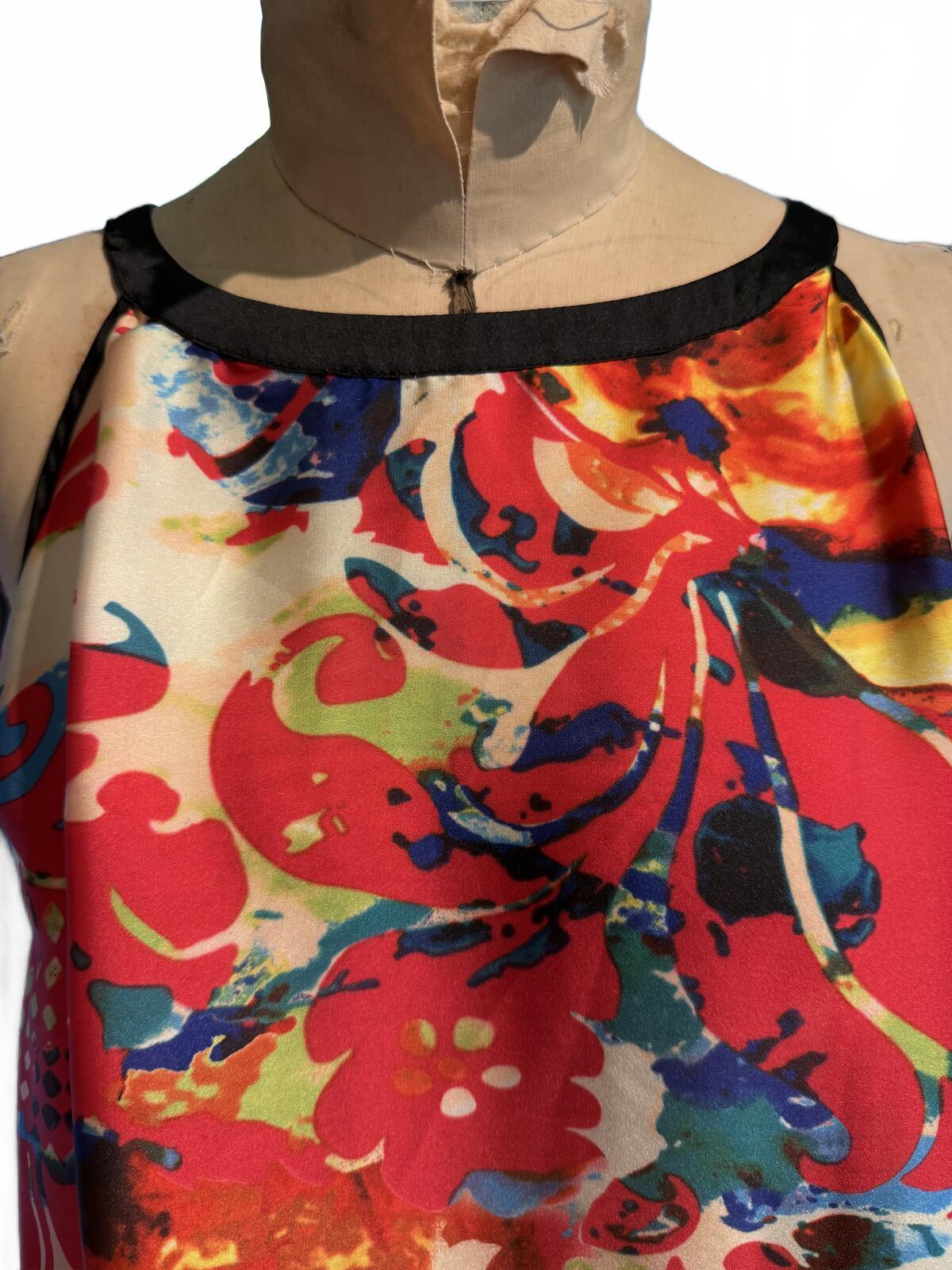 Hilary Radley for Katherine Barclay Abstract Print Sleeveless Top with Tie Back