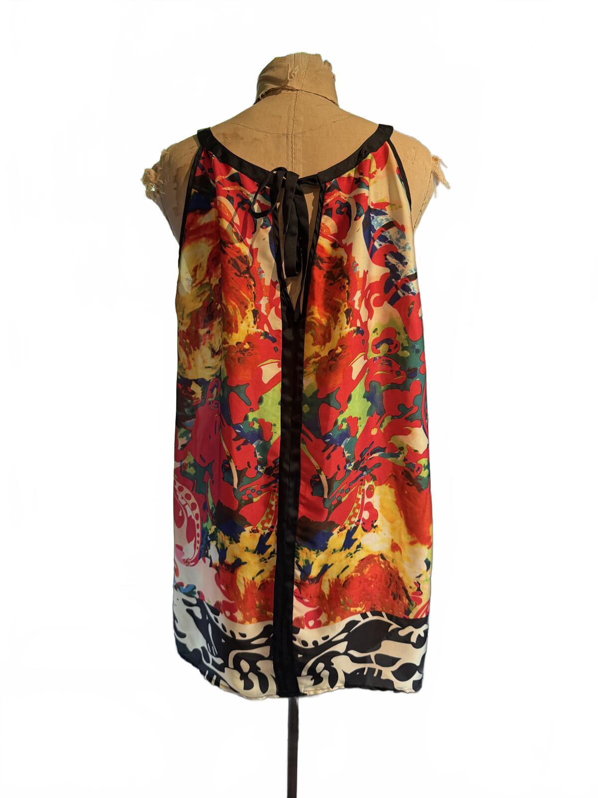 Hilary Radley for Katherine Barclay Abstract Print Sleeveless Top with Tie Back