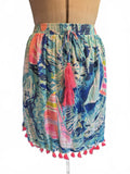 Lilly Pulitzer Colorful Sailboat Print Mini Skirt with Tassel Detail