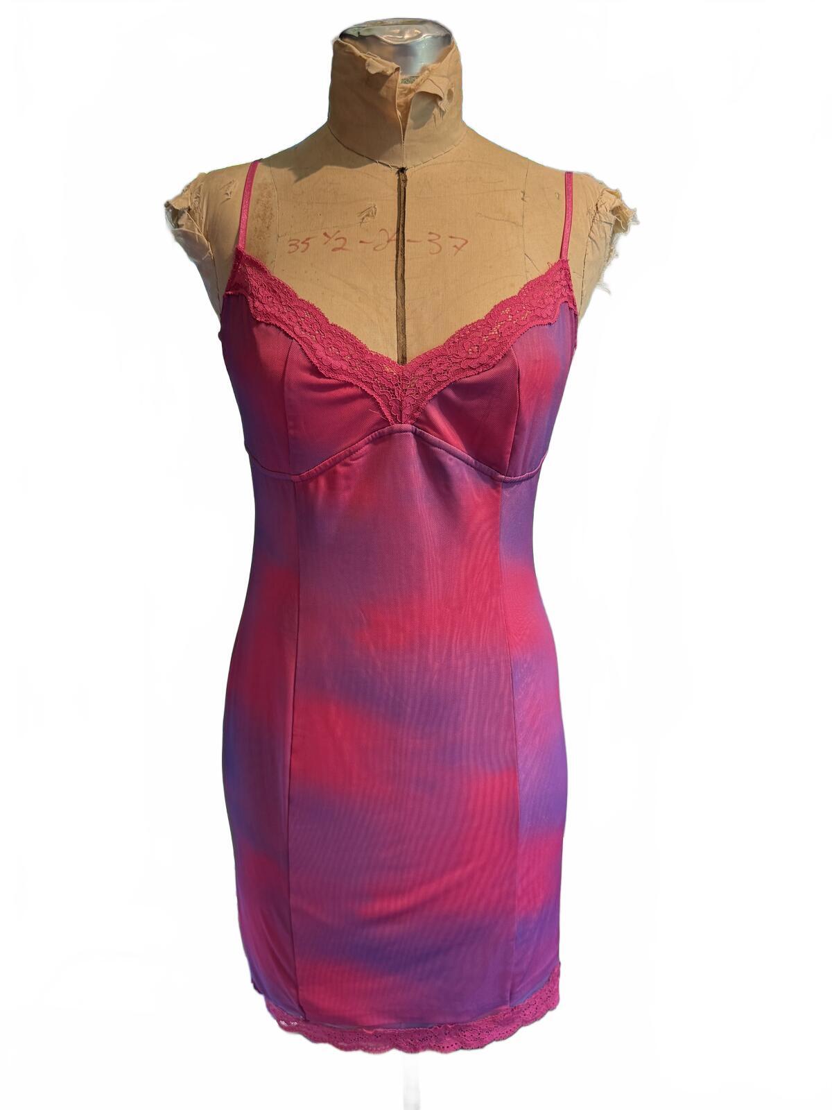 I. AM. GIA Pink and Purple Slip Dress with Lace Trim