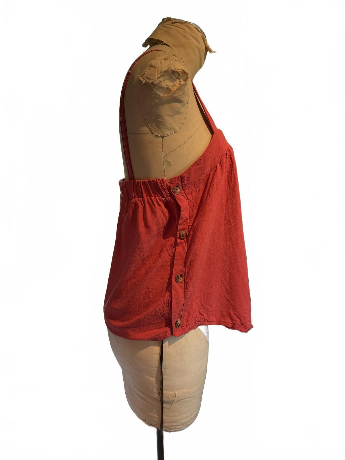 Urban Romantics Rust Red Button Side Sleeveless Top