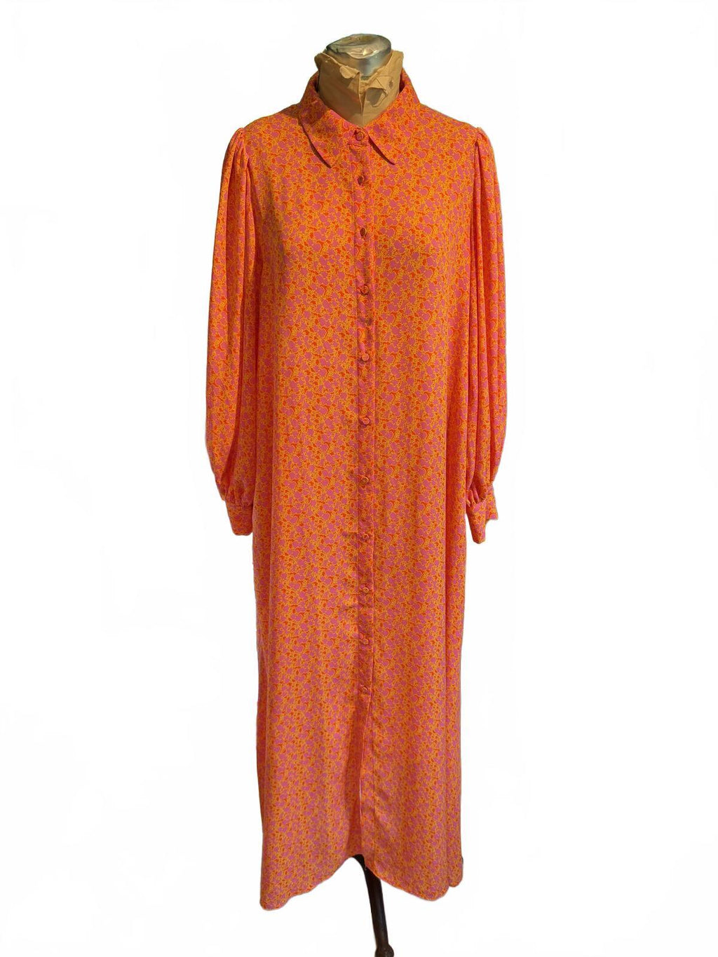 Alexis Orange & Pink Long Sleeve Shirt Dress