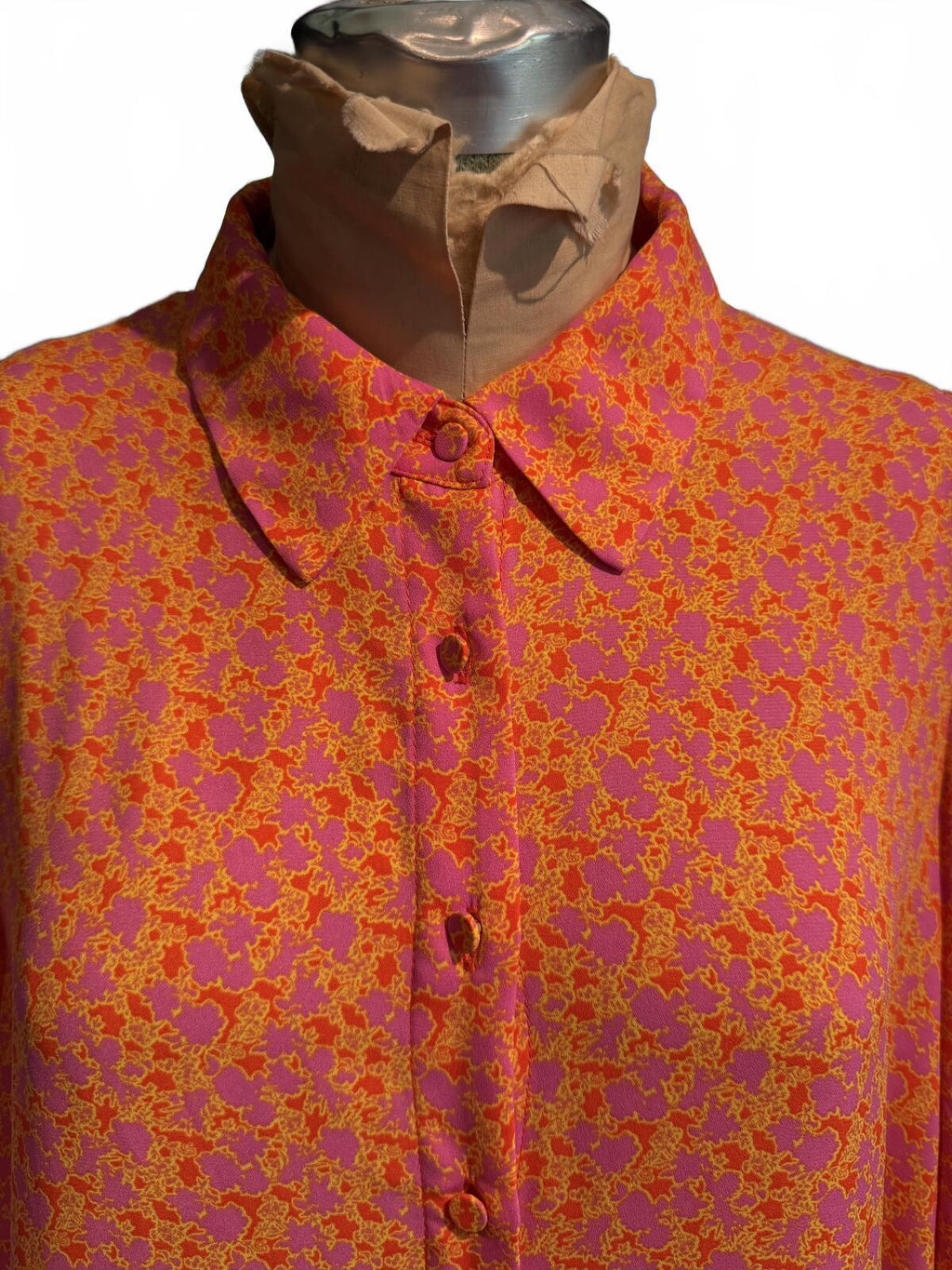 Alexis Orange & Pink Long Sleeve Shirt Dress