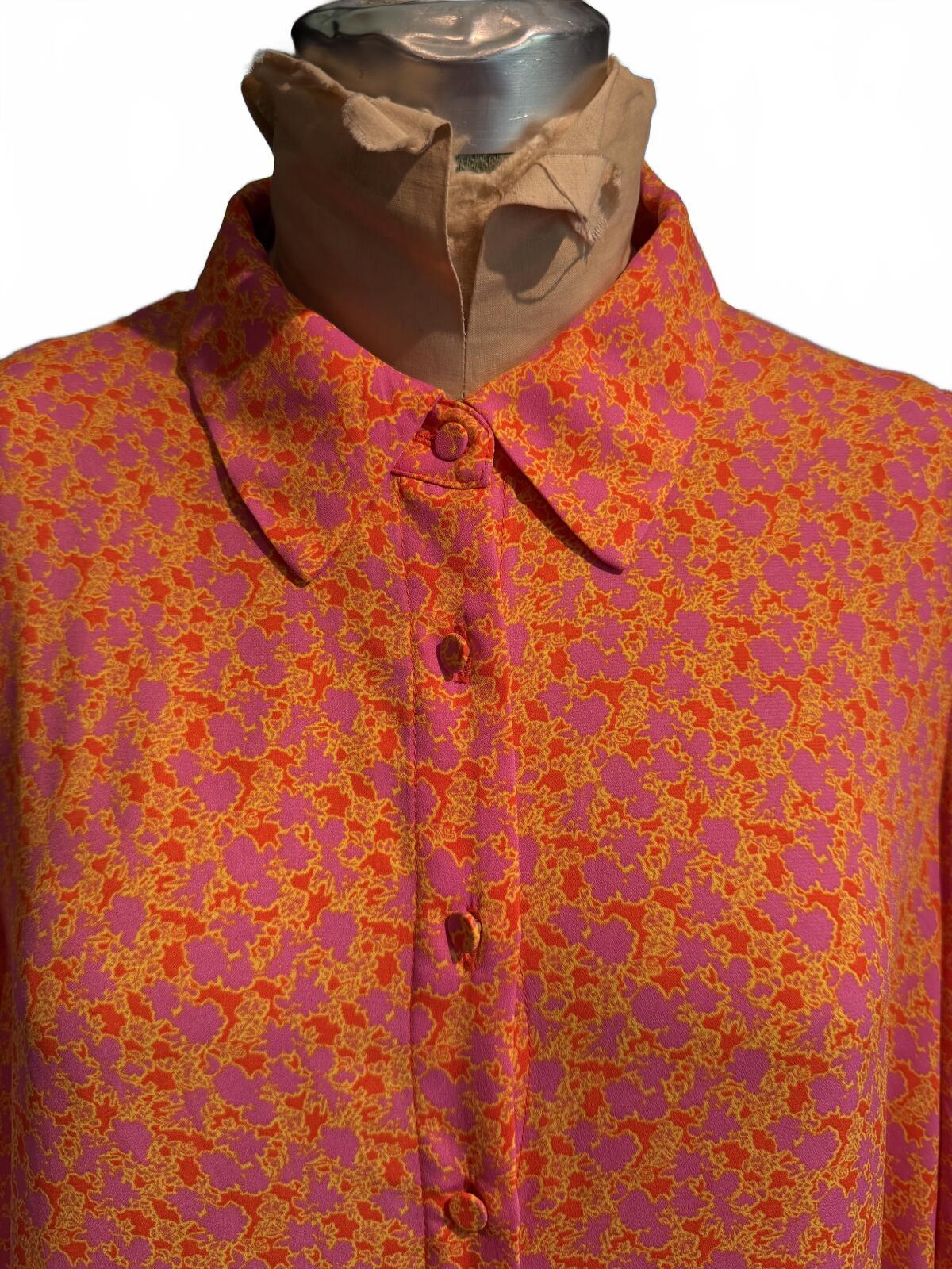 Alexis Orange & Pink Long Sleeve Shirt Dress