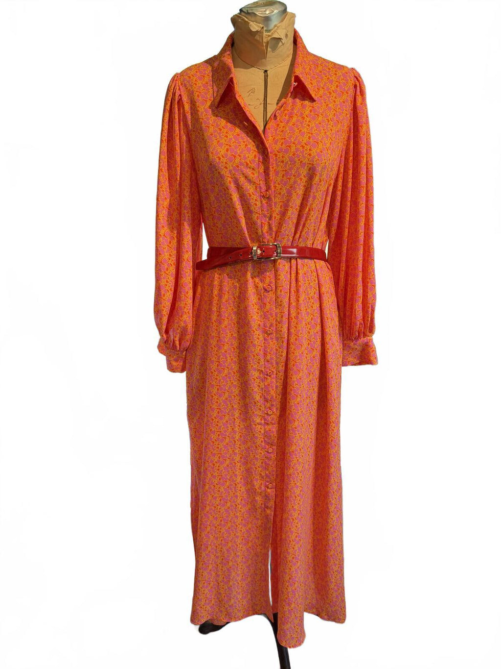 Alexis Orange & Pink Long Sleeve Shirt Dress