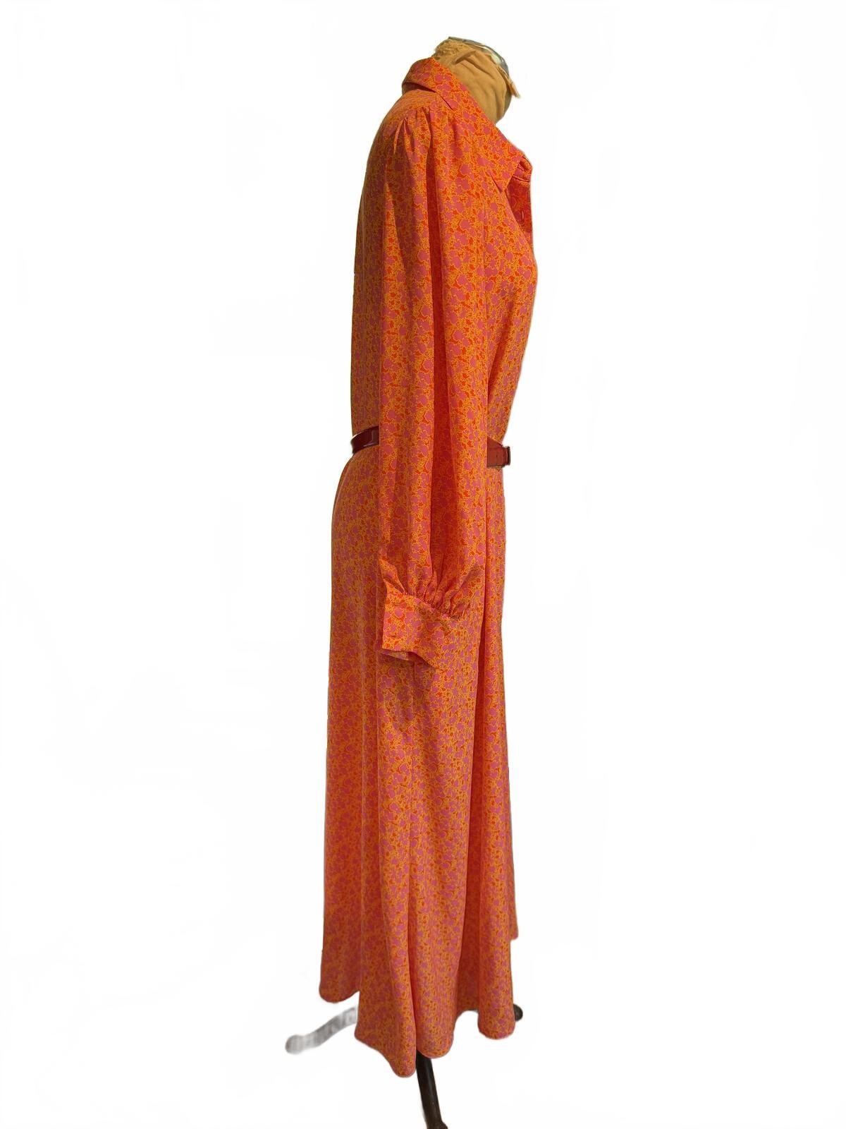 Alexis Orange & Pink Long Sleeve Shirt Dress