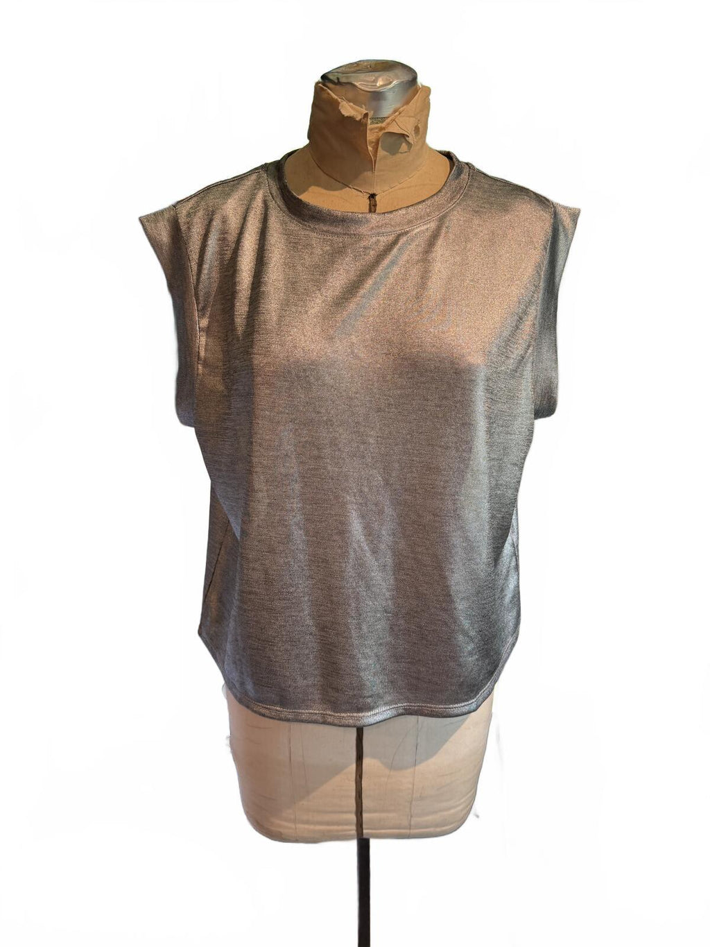 Porridge Anthropologie Silver/Gray Metallic Sleeveless Top