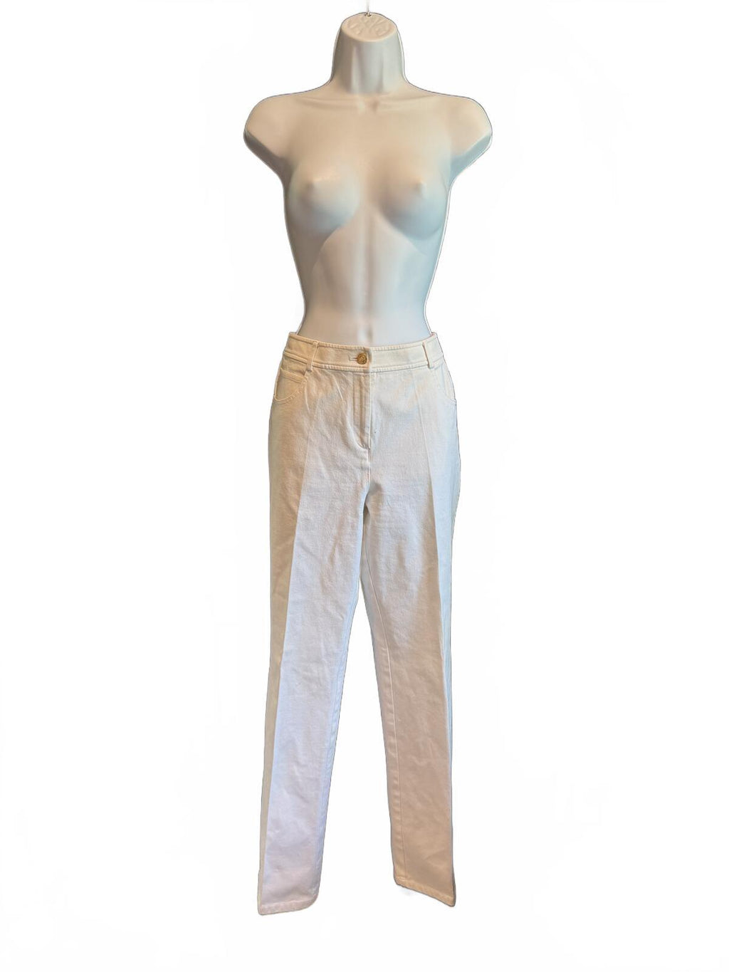 St. John Caviar White Straight Leg Pants