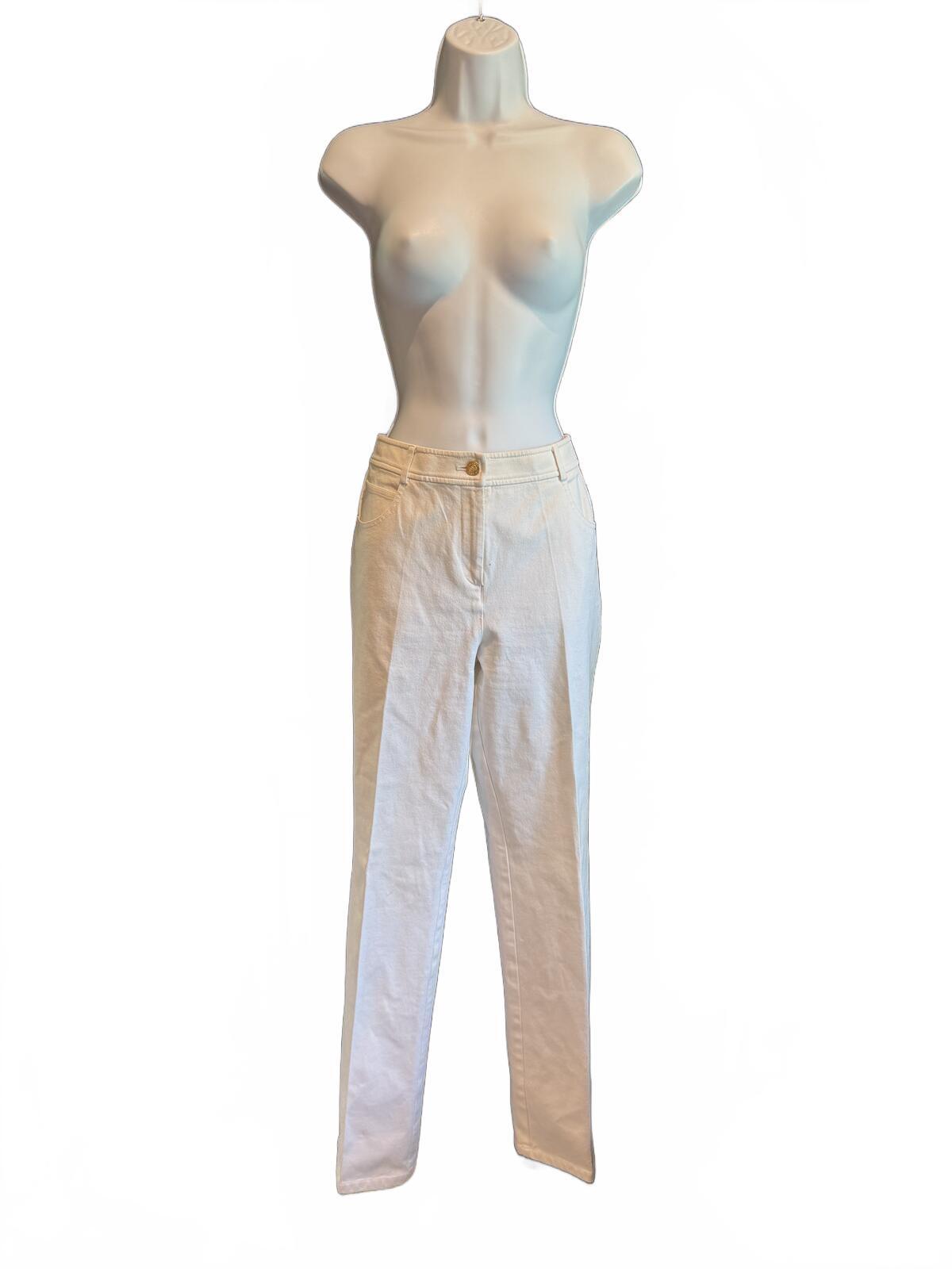 St. John Caviar White Straight Leg Pants