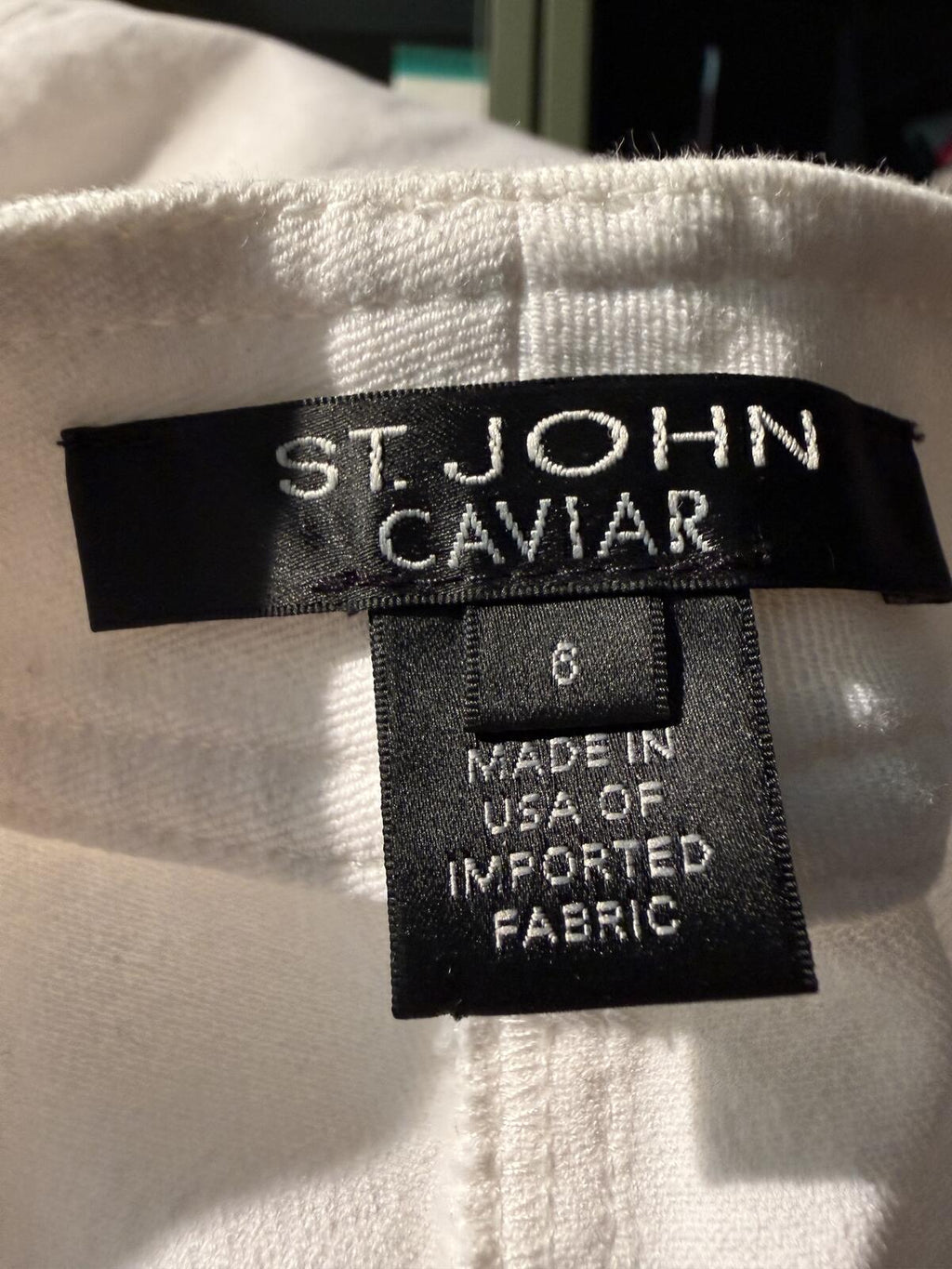 St. John Caviar White Straight Leg Pants