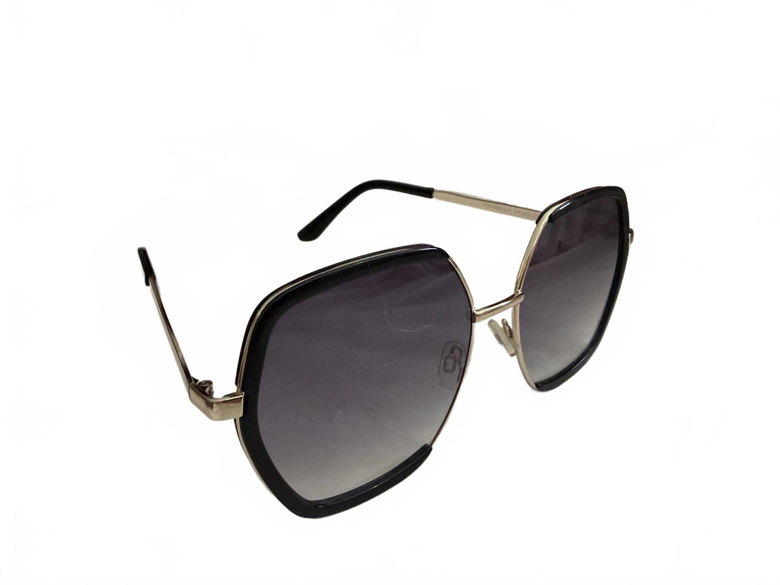 Nanette Lepore Oversized Geometric Black Frame Sunglasses with Gradient Lenses