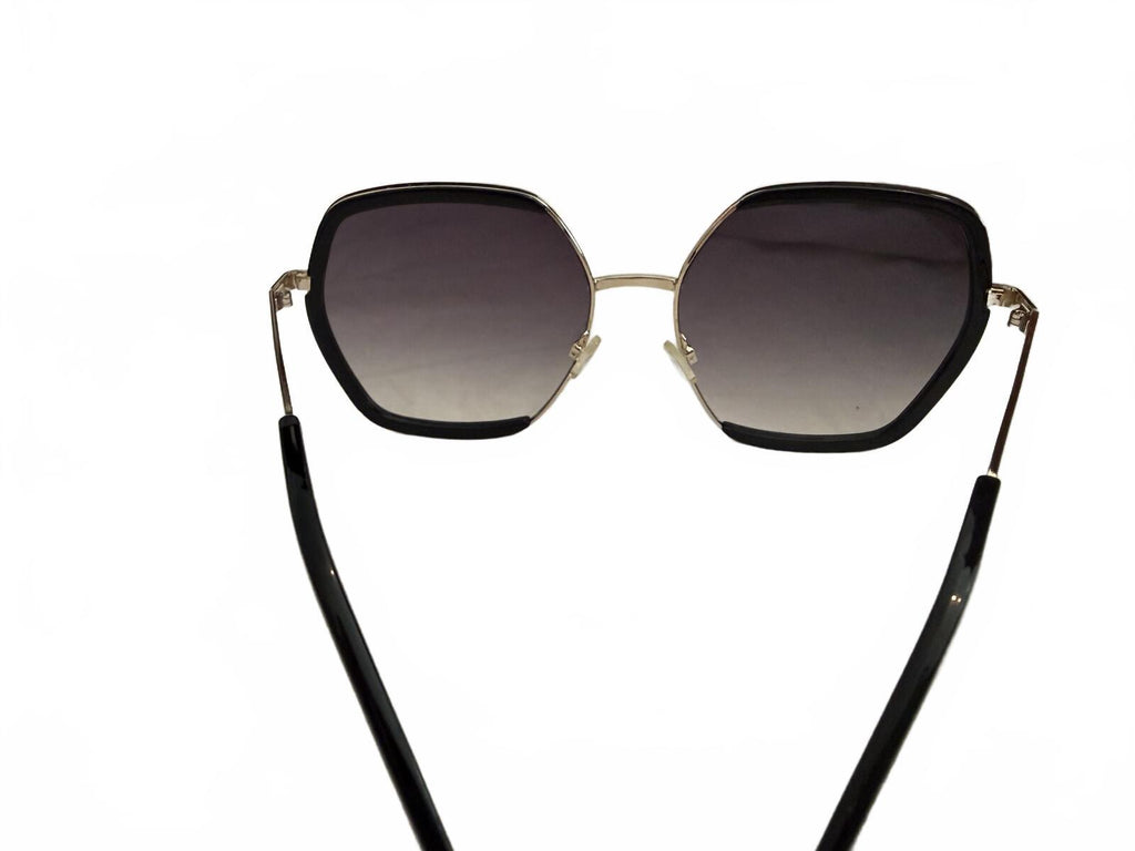 Nanette Lepore Oversized Geometric Black Frame Sunglasses with Gradient Lenses