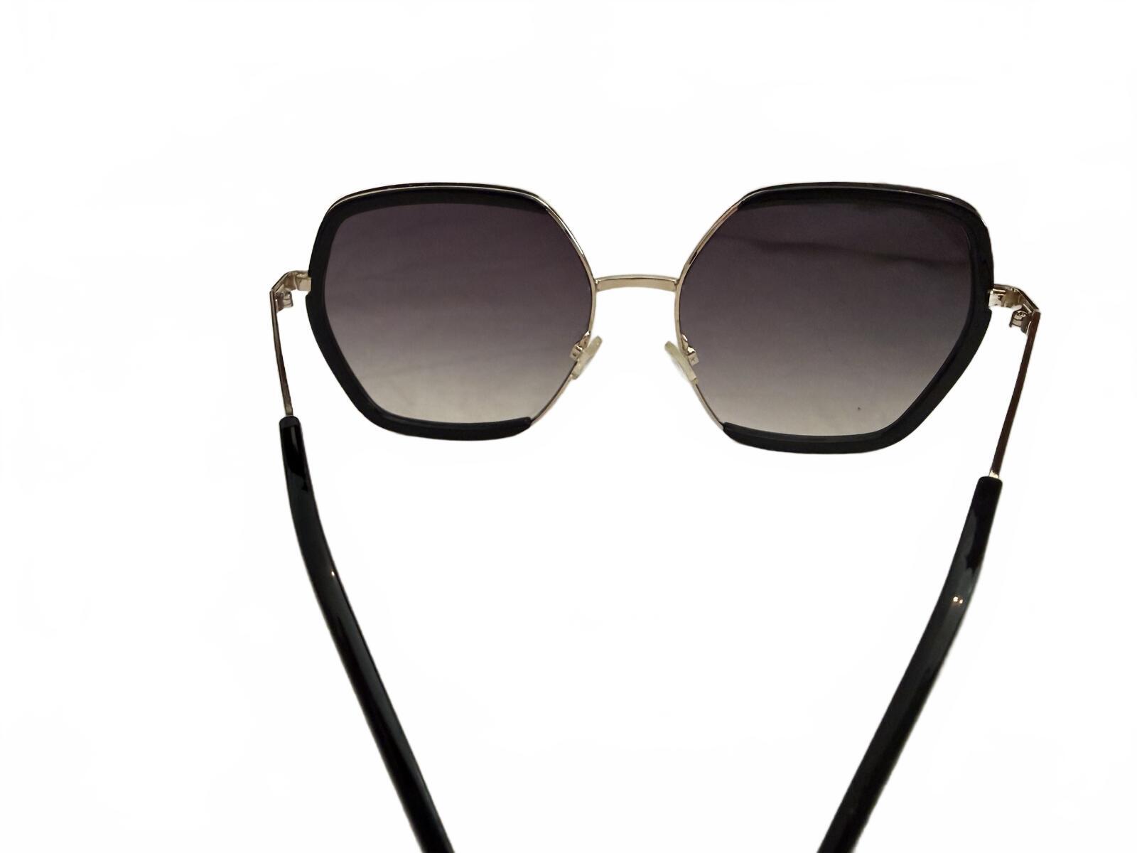Nanette Lepore Oversized Geometric Black Frame Sunglasses with Gradient Lenses