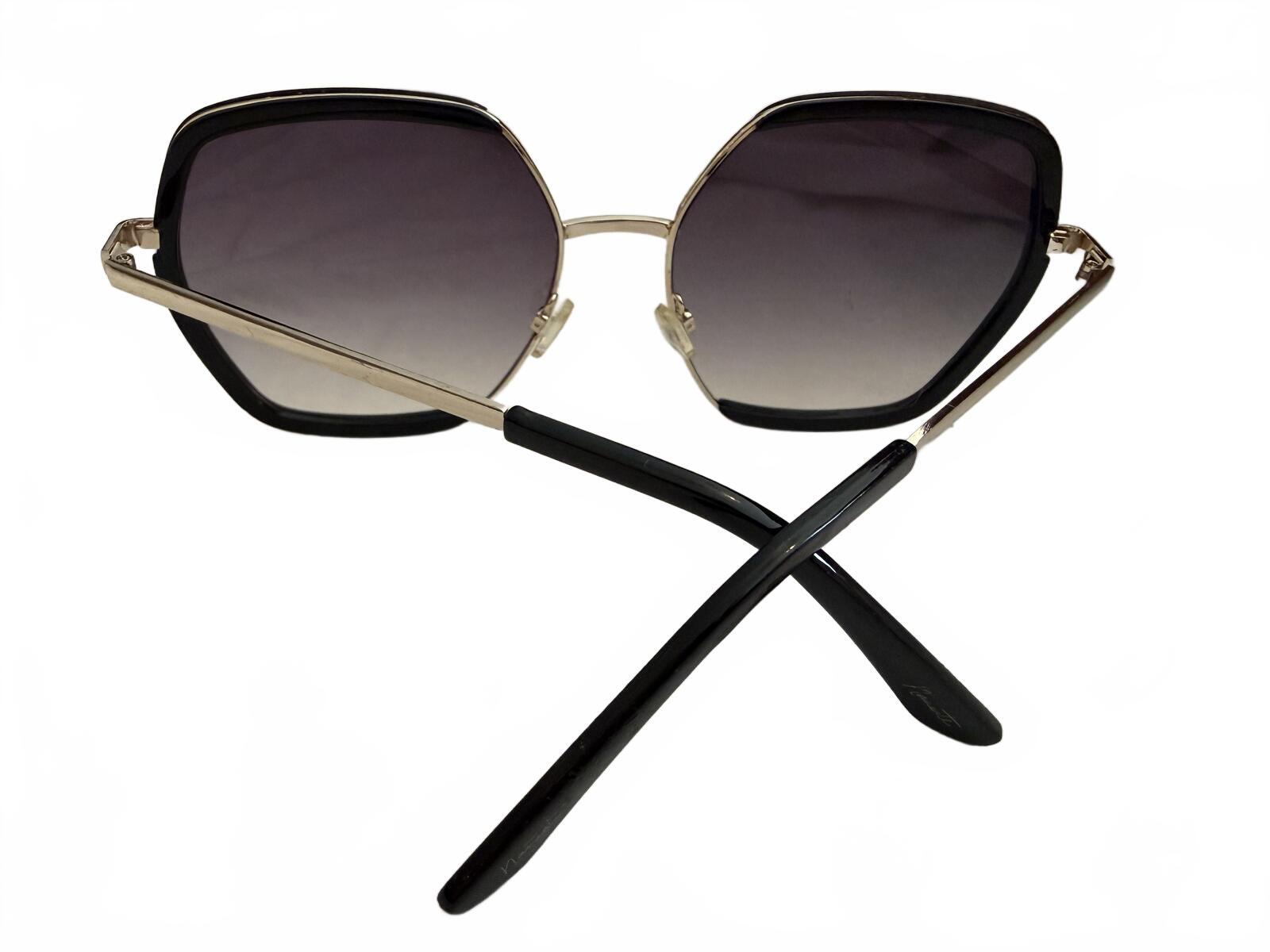 Nanette Lepore Oversized Geometric Black Frame Sunglasses with Gradient Lenses