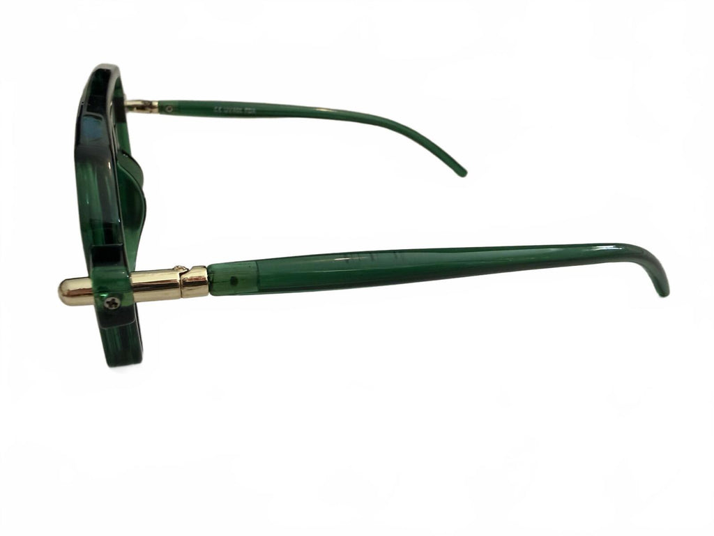 Green Geometric Frame Sunglasses with Brown Gradient Lenses