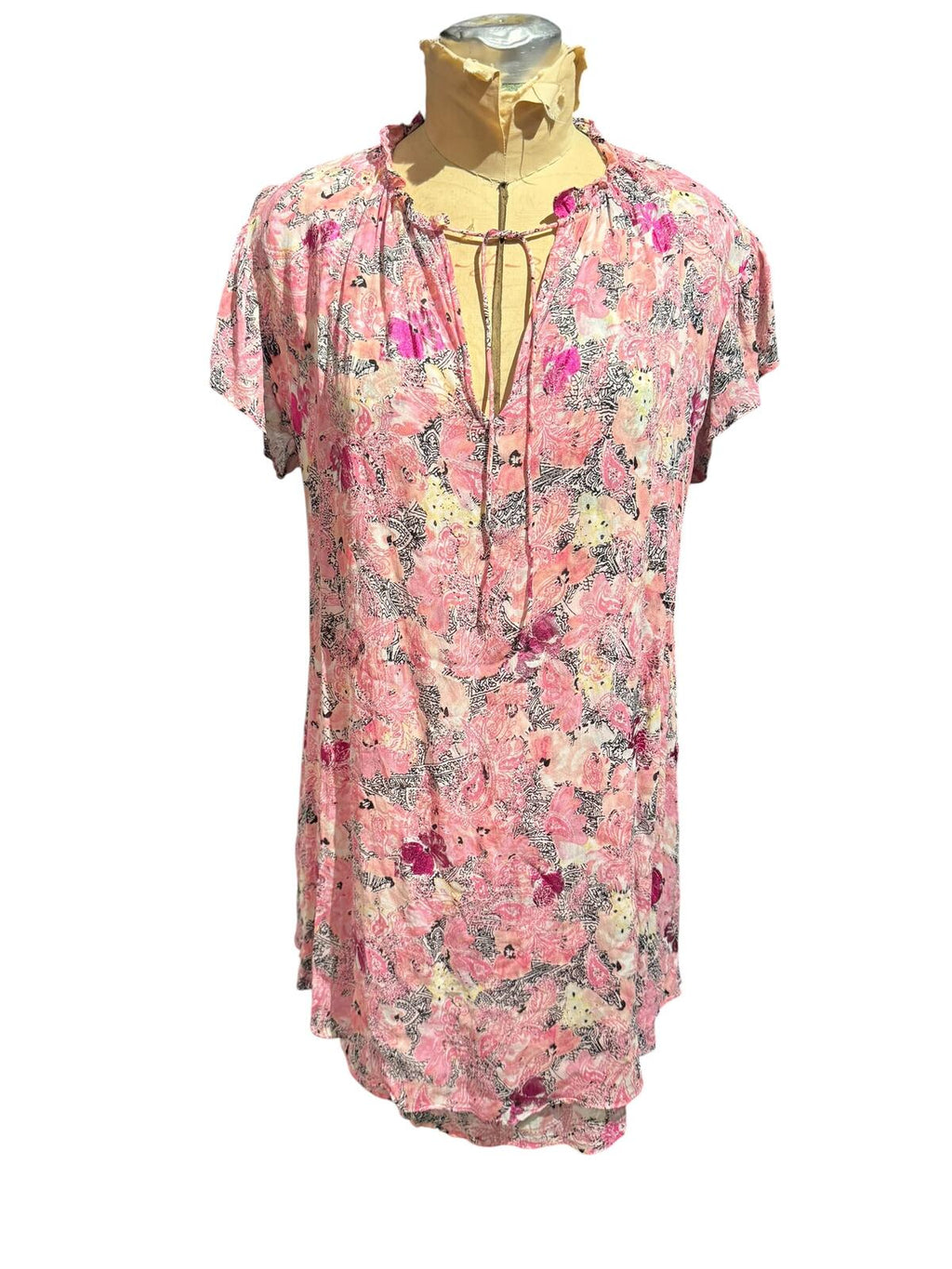 The Kooples Floral Pink Short Sleeve Casual Top
