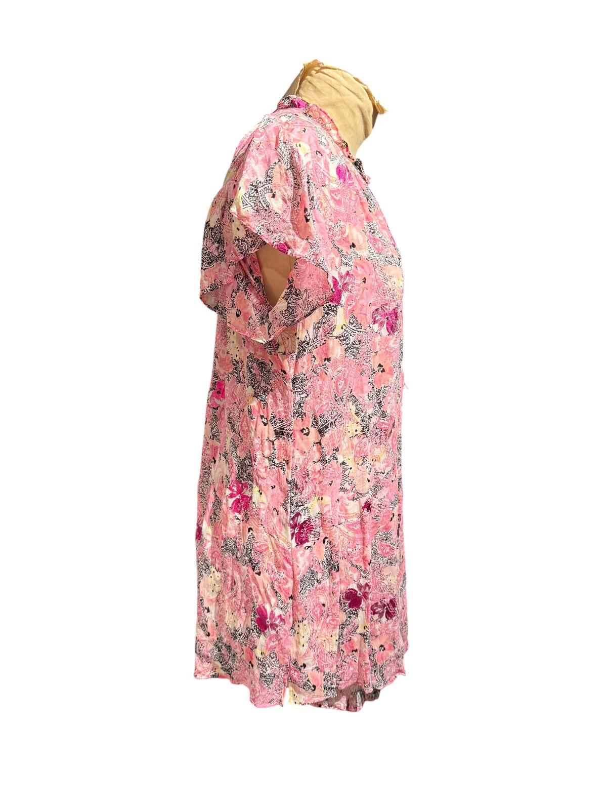 The Kooples Floral Pink Short Sleeve Casual Top