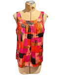 St. John Colorful Abstract Print Sleeveless Top