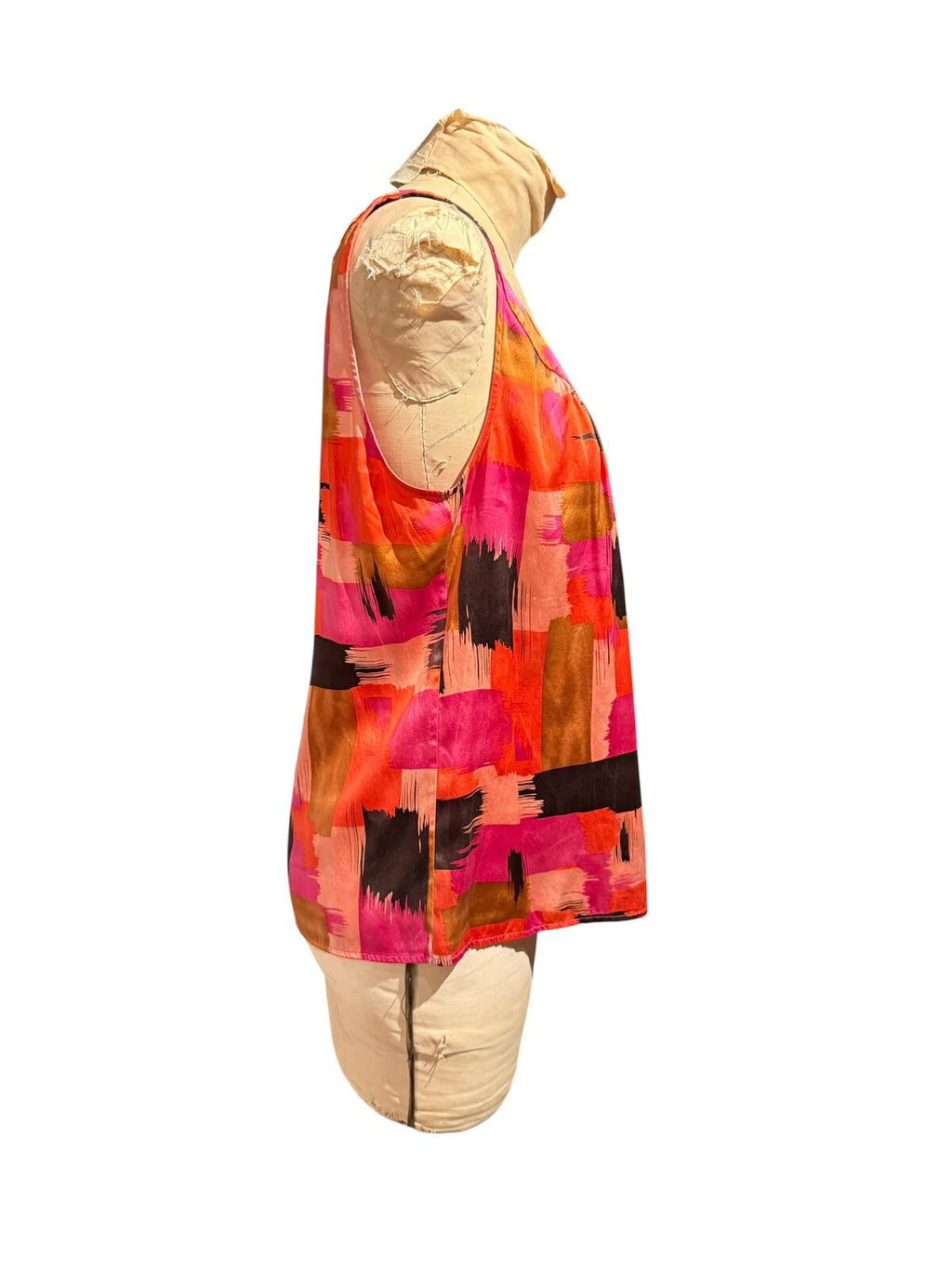 St. John Colorful Abstract Print Sleeveless Top