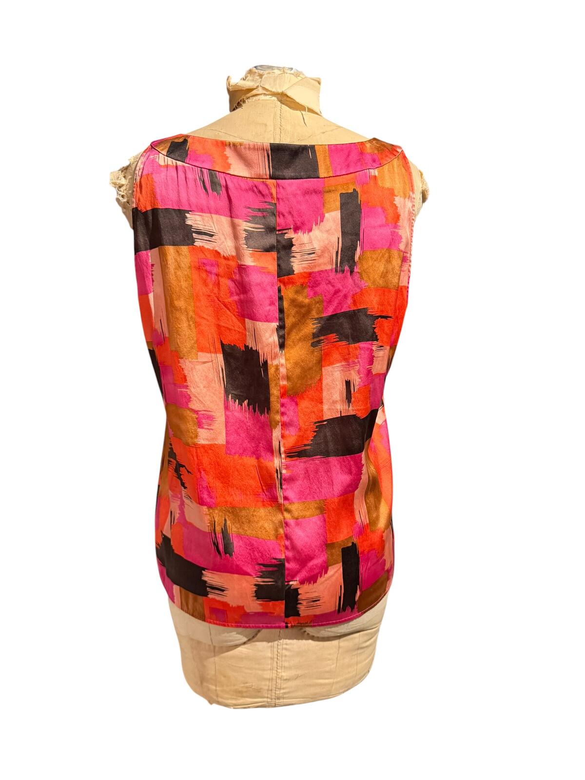 St. John Colorful Abstract Print Sleeveless Top