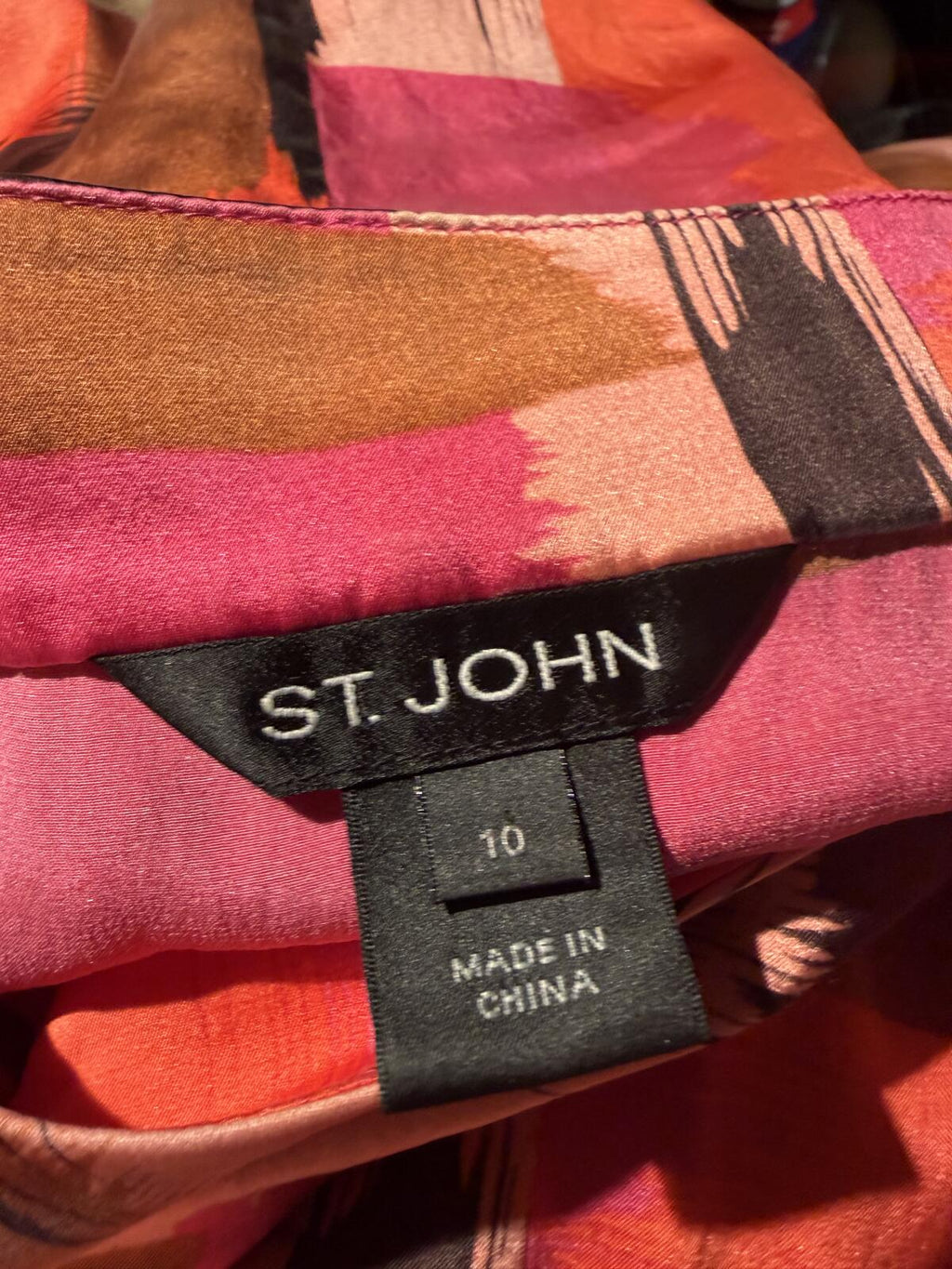 St. John Colorful Abstract Print Sleeveless Top