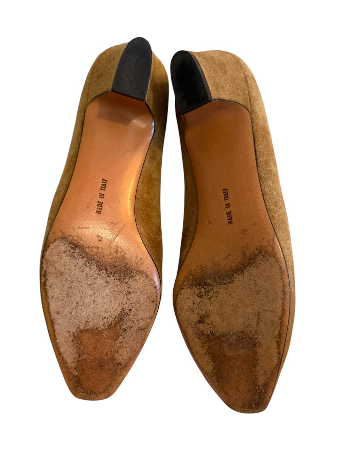 Salvatore Ferragamo Brown Suede Low Heel Pumps