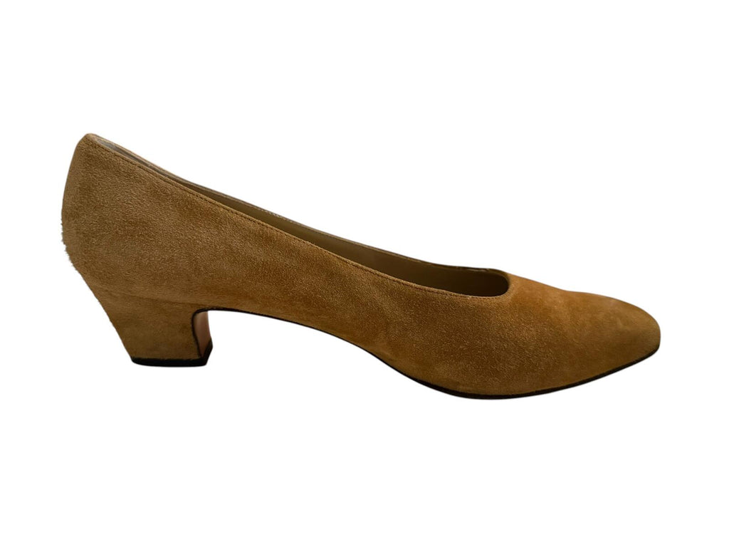 Salvatore Ferragamo Brown Suede Low Heel Pumps