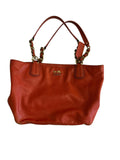 Coach Persimmon Leather Tote Bag with Chain Handles