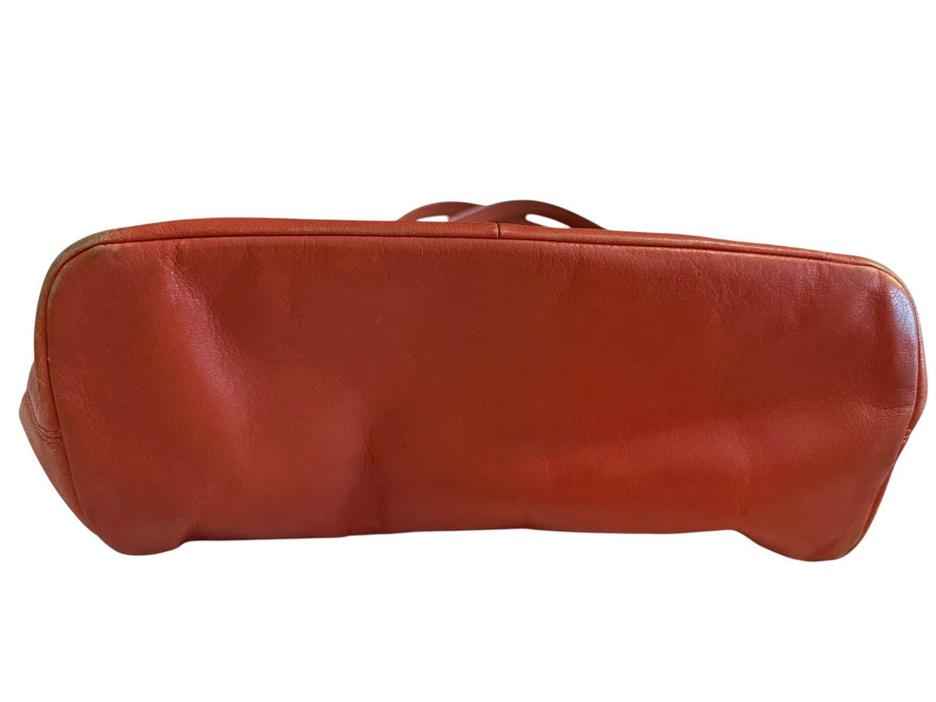 Coach Persimmon Leather Tote Bag with Chain Handles