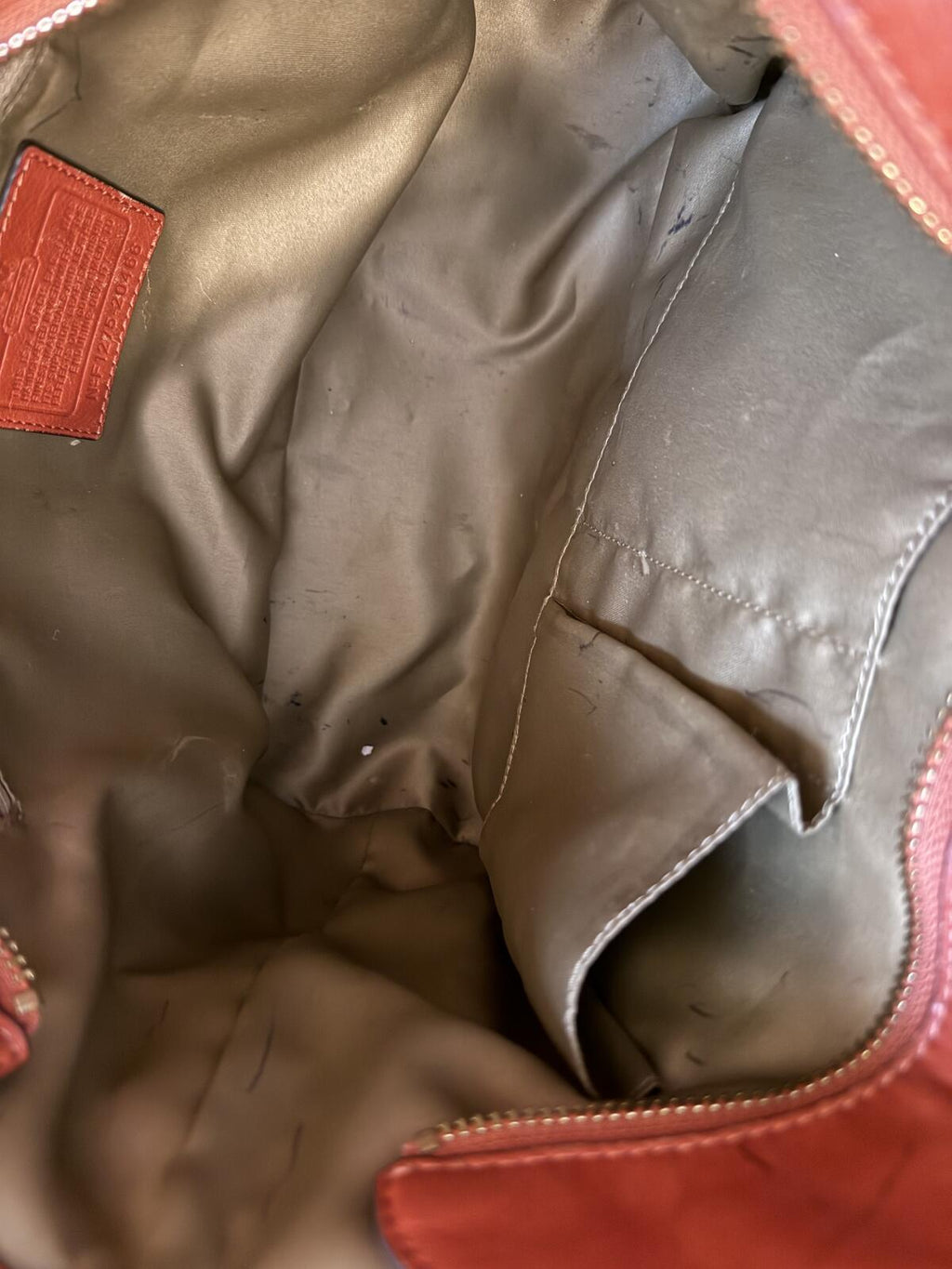 Coach Persimmon Leather Tote Bag with Chain Handles