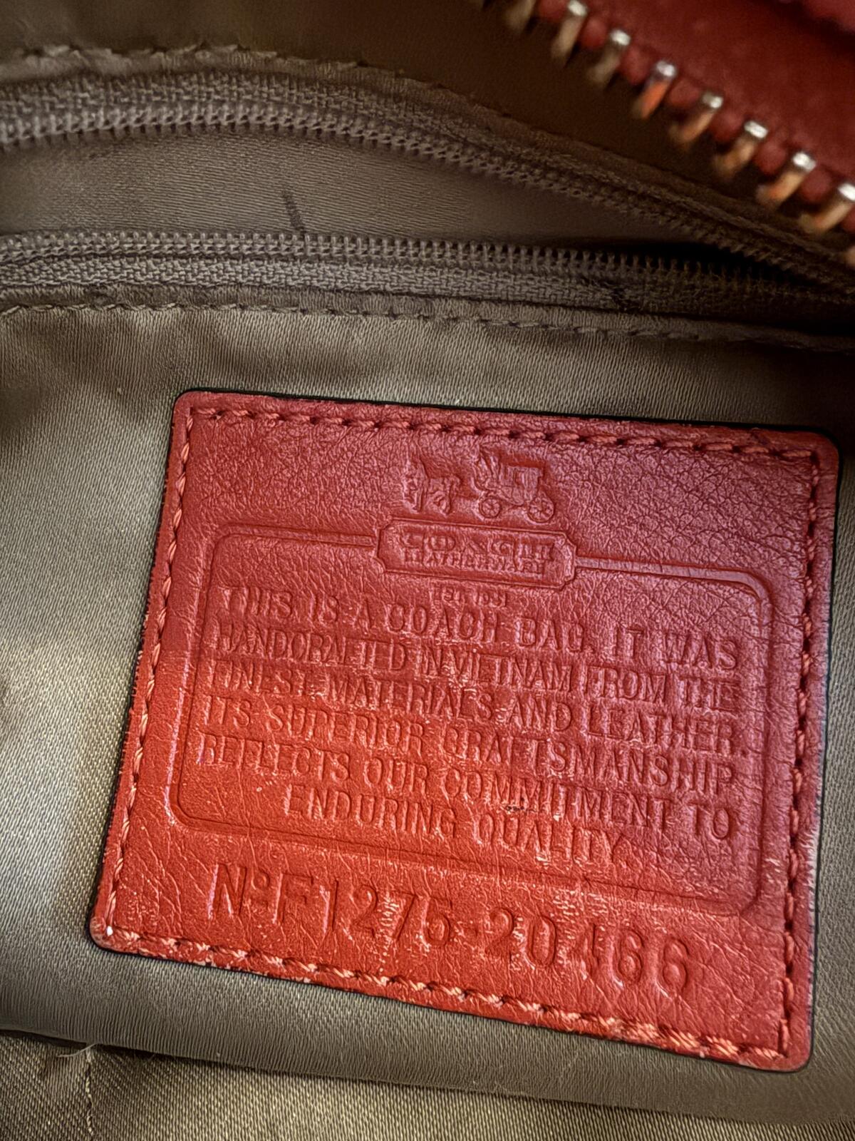 Coach Persimmon Leather Tote Bag with Chain Handles