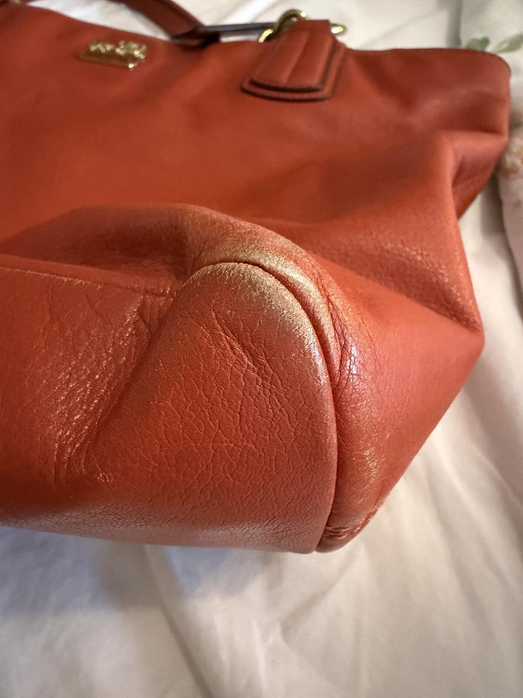 Coach Persimmon Leather Tote Bag with Chain Handles