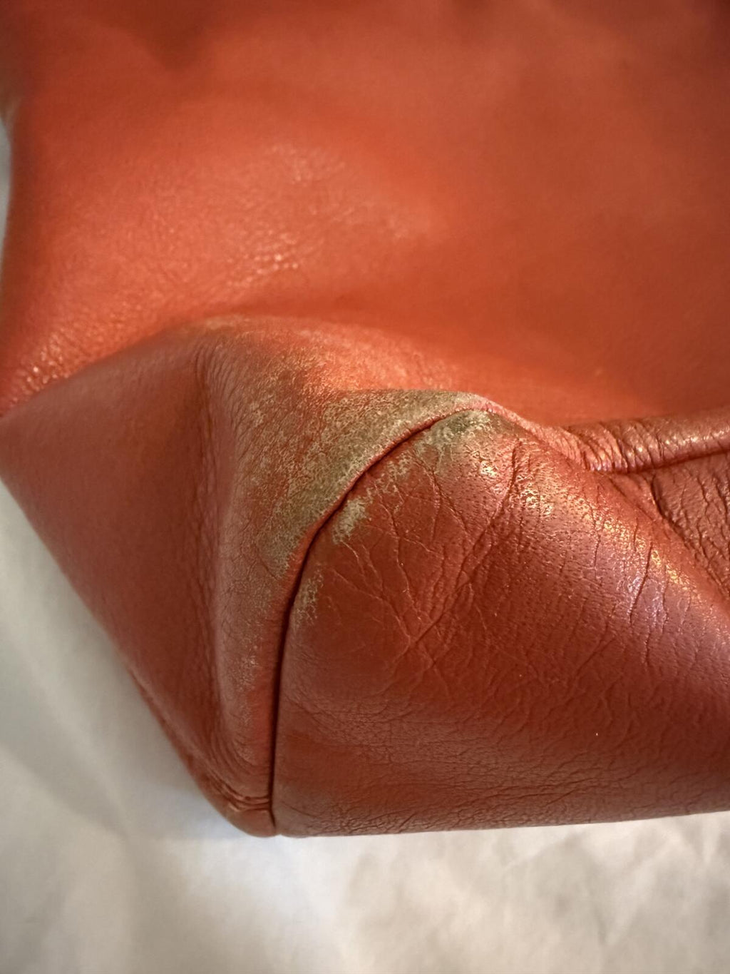 Coach Persimmon Leather Tote Bag with Chain Handles