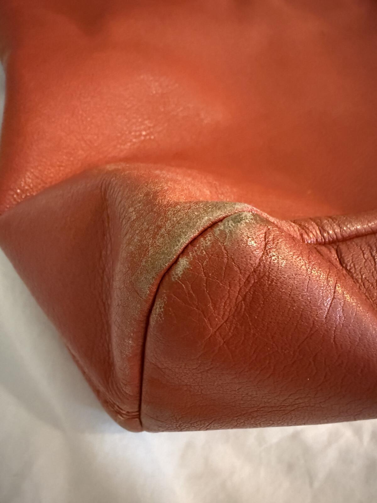 Coach Persimmon Leather Tote Bag with Chain Handles