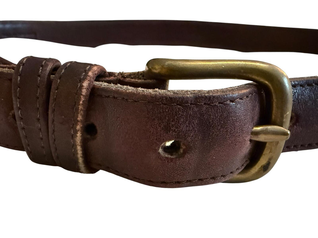 Coach Brown Leather Belt with Brass Buckle