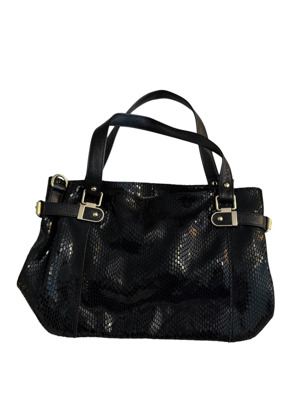 Black Faux Leather Handbag with Adjustable Strap