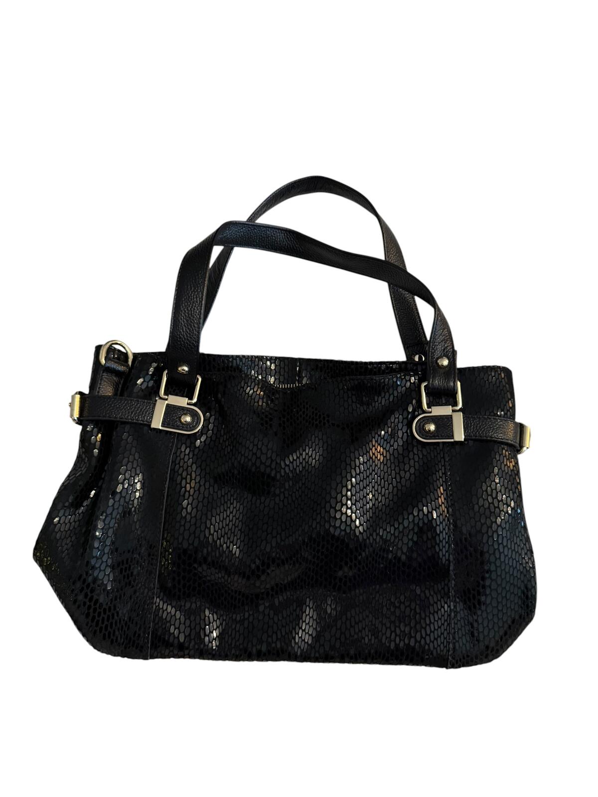 Black Faux Leather Handbag with Adjustable Strap