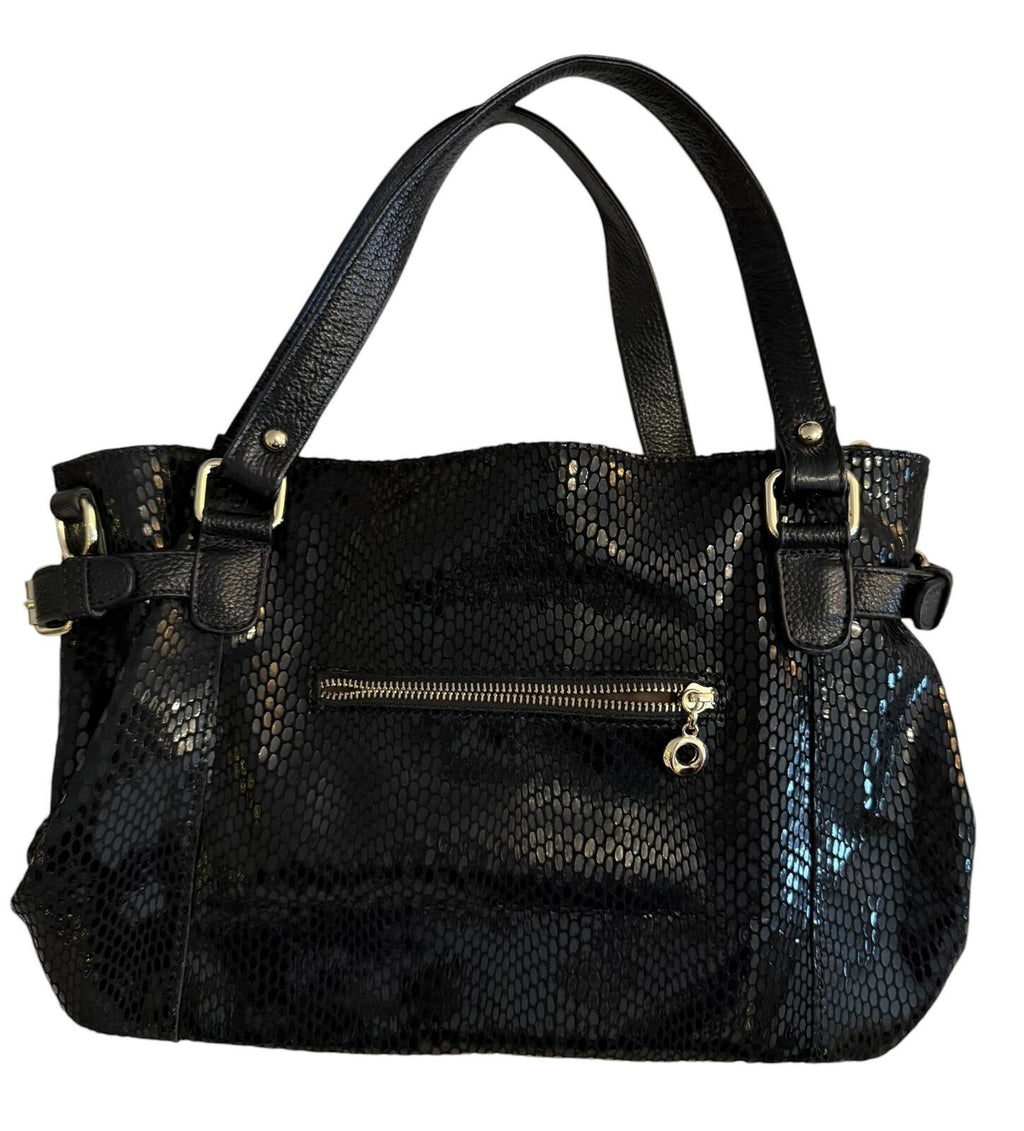 Black Faux Leather Handbag with Adjustable Strap