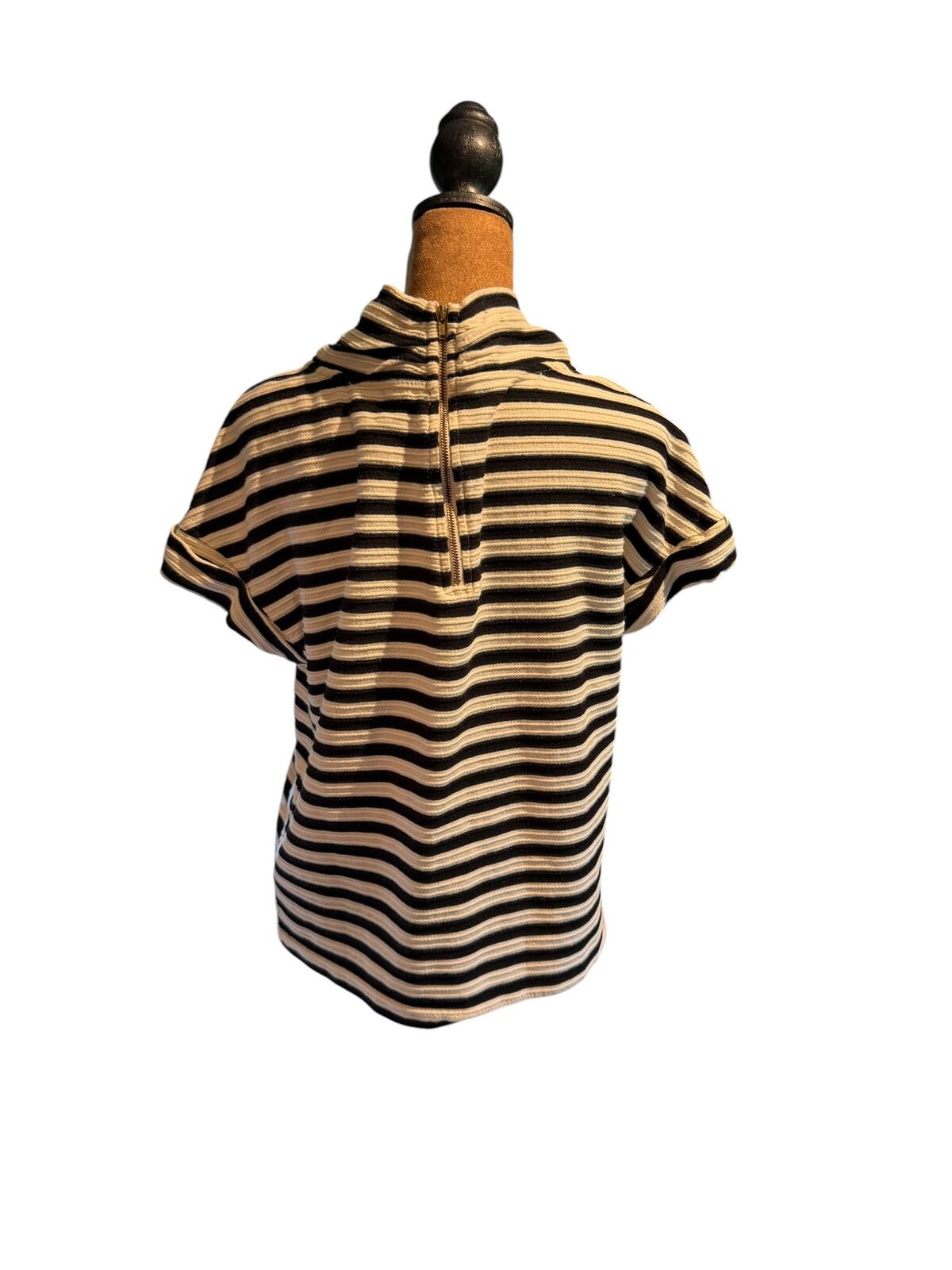 Anthropologie Postmark Striped Short Sleeve Turtleneck Top