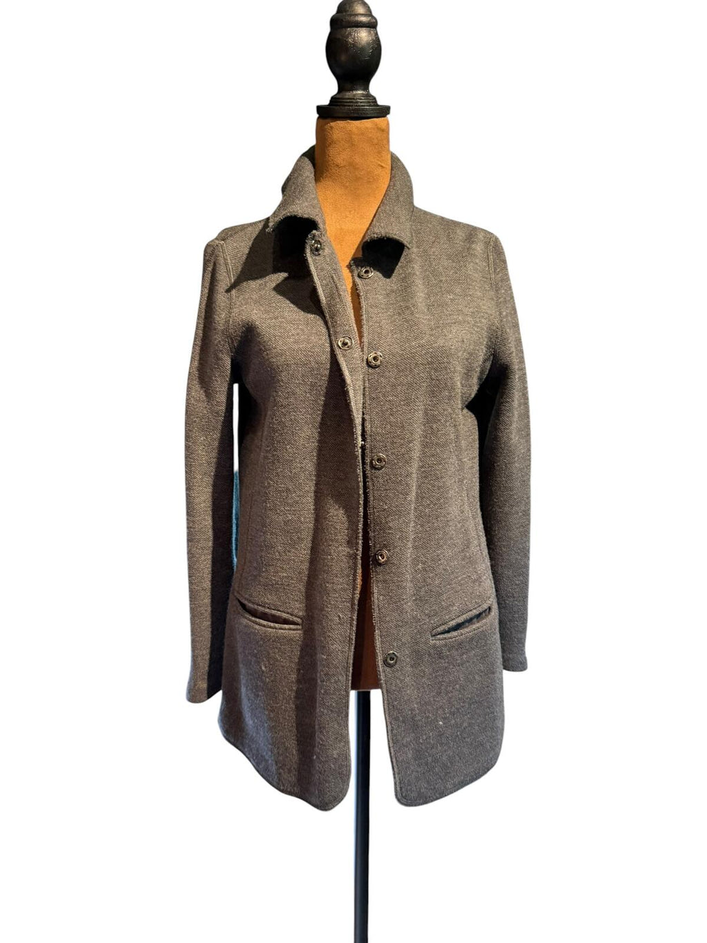 Armani Collezioni Dark Gray Long Sleeve Button-Up Cardigan Jacket