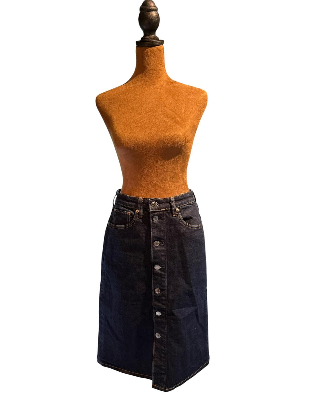 Everlane Dark Blue Button-Front Denim Skirt