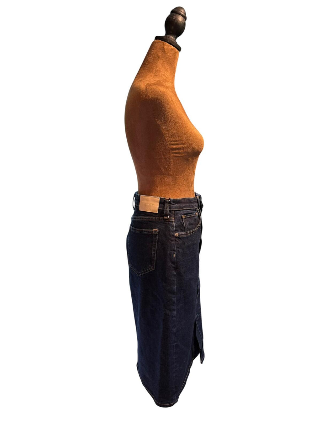 Everlane Dark Blue Button-Front Denim Skirt