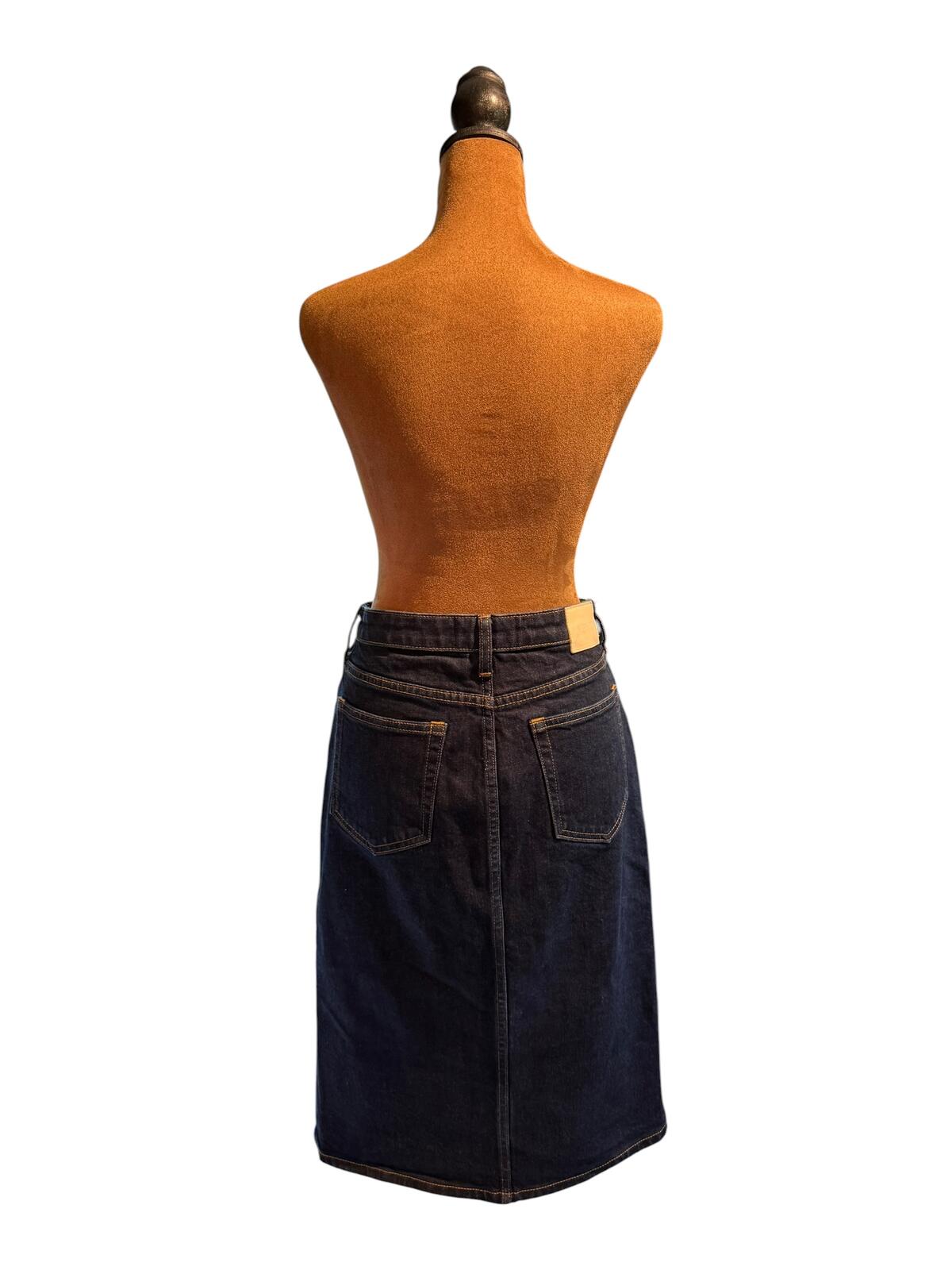 Everlane Dark Blue Button-Front Denim Skirt
