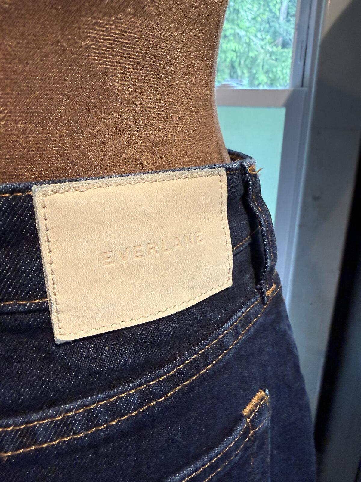Everlane Dark Blue Button-Front Denim Skirt