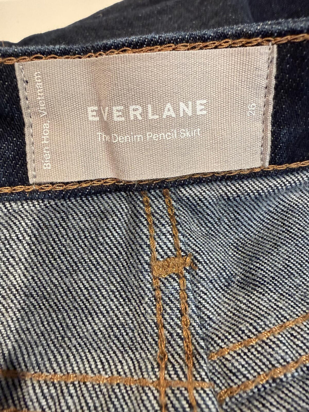 Everlane Dark Blue Button-Front Denim Skirt