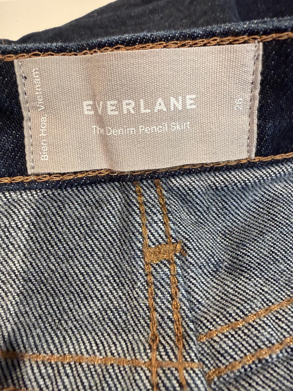 Everlane Dark Blue Button-Front Denim Skirt