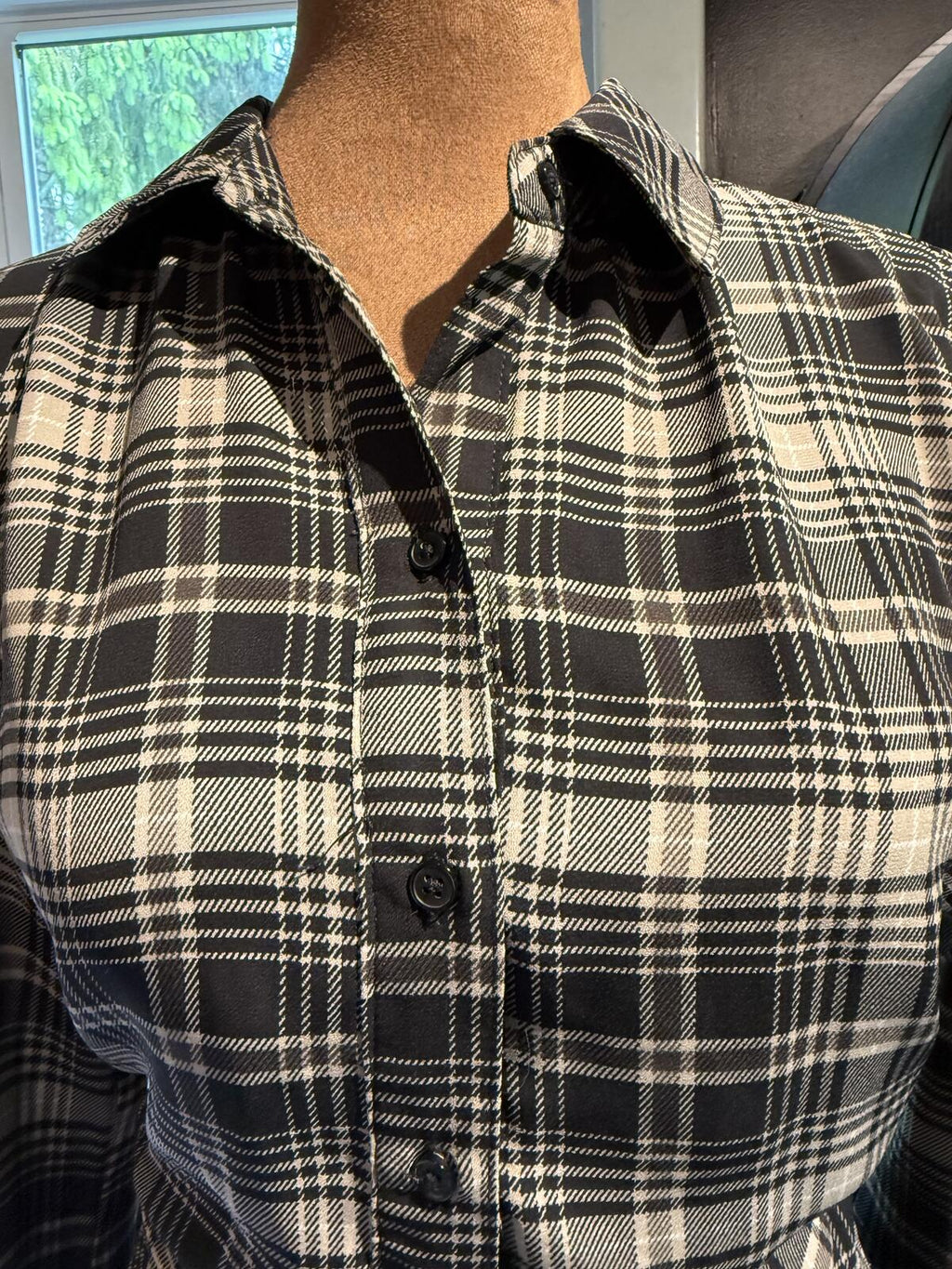Banana Republic Plaid Button-Up Shirt Dress with Pleated Skirt